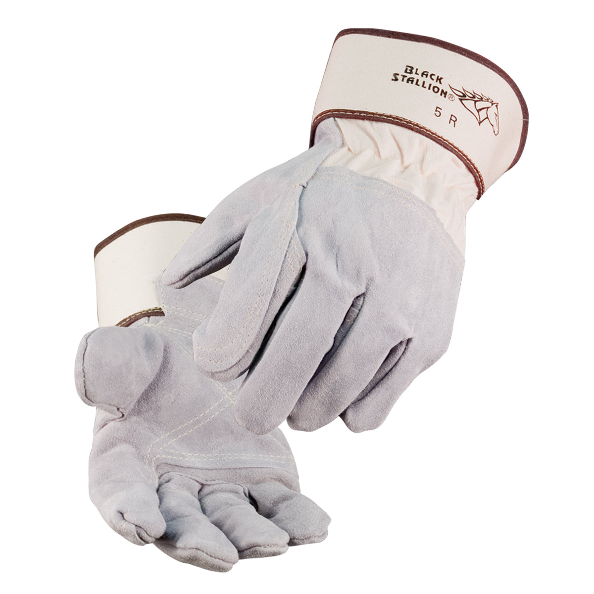 Black Stallion Premium Side Split Cowhide Leather Palm Gloves - Reinforced w/Short Cuff - 5R