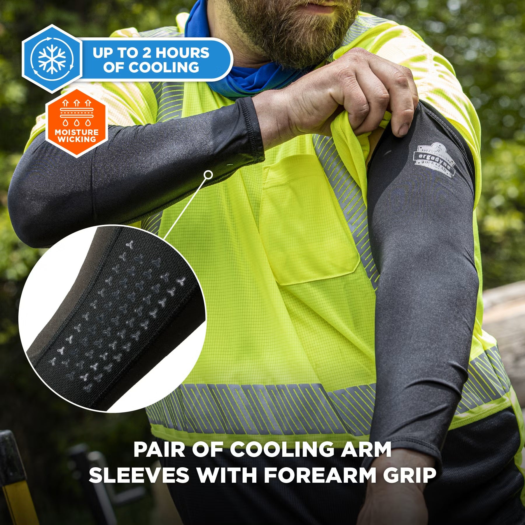 Ergodyne - Chill-Its 6691 Cooling Arm Sleeves - Box-Handling Grip (Pair)