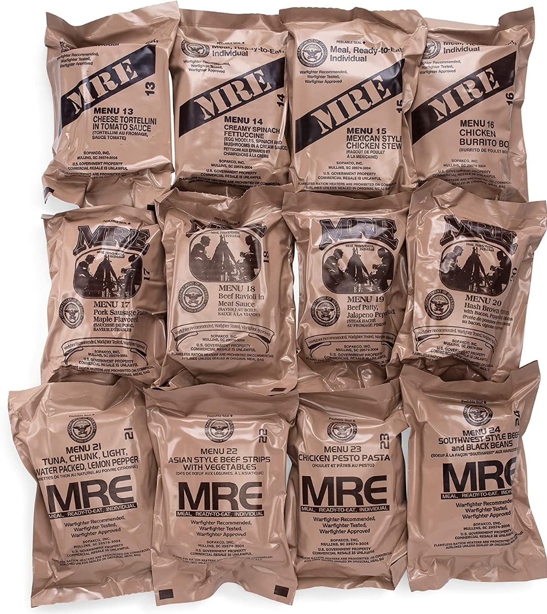 Genuine U.S. Military Surplus Ready to Eat Meals (12 Packs)