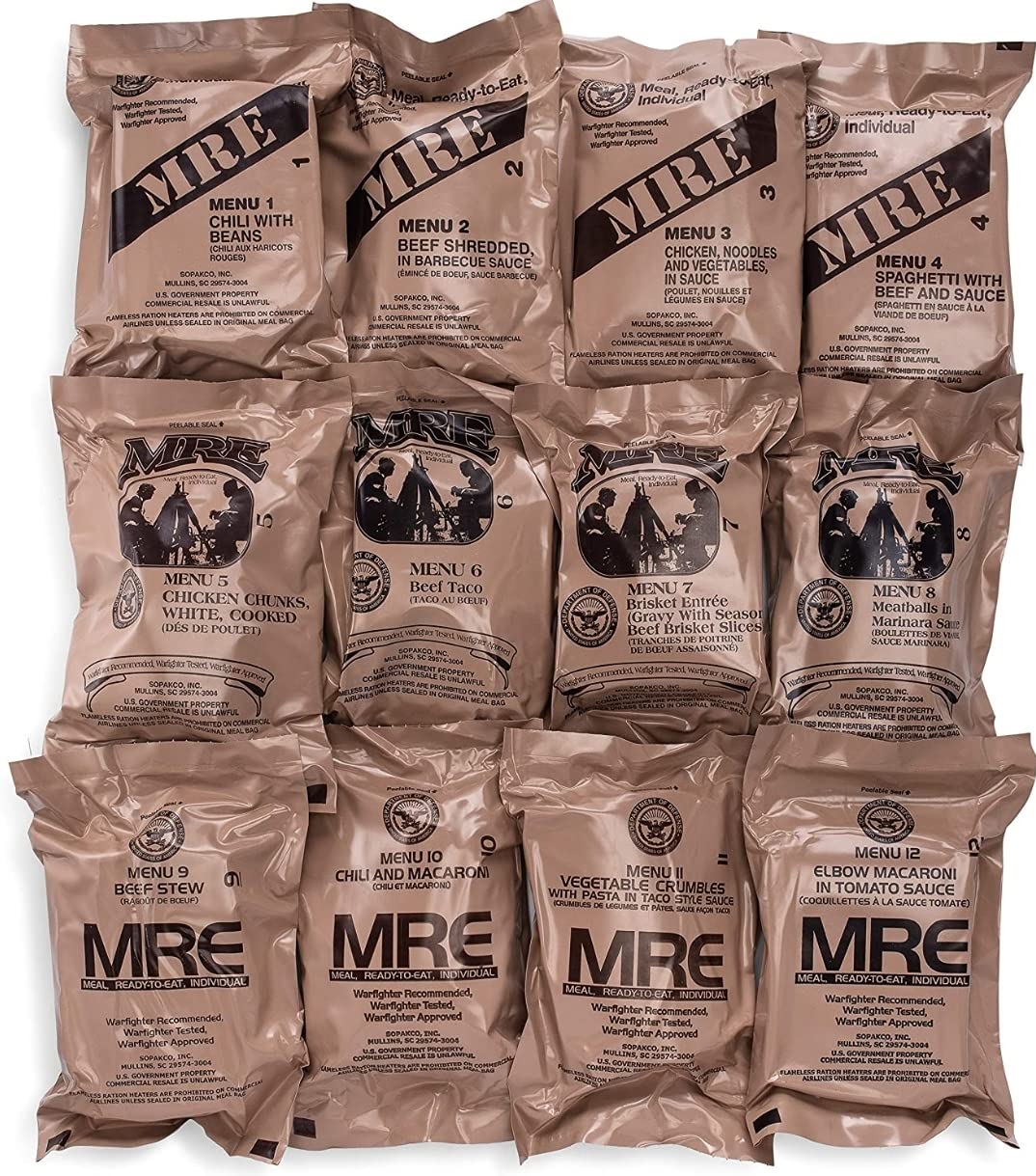 Genuine U.S. Military Surplus Ready to Eat Meals (12 Packs)