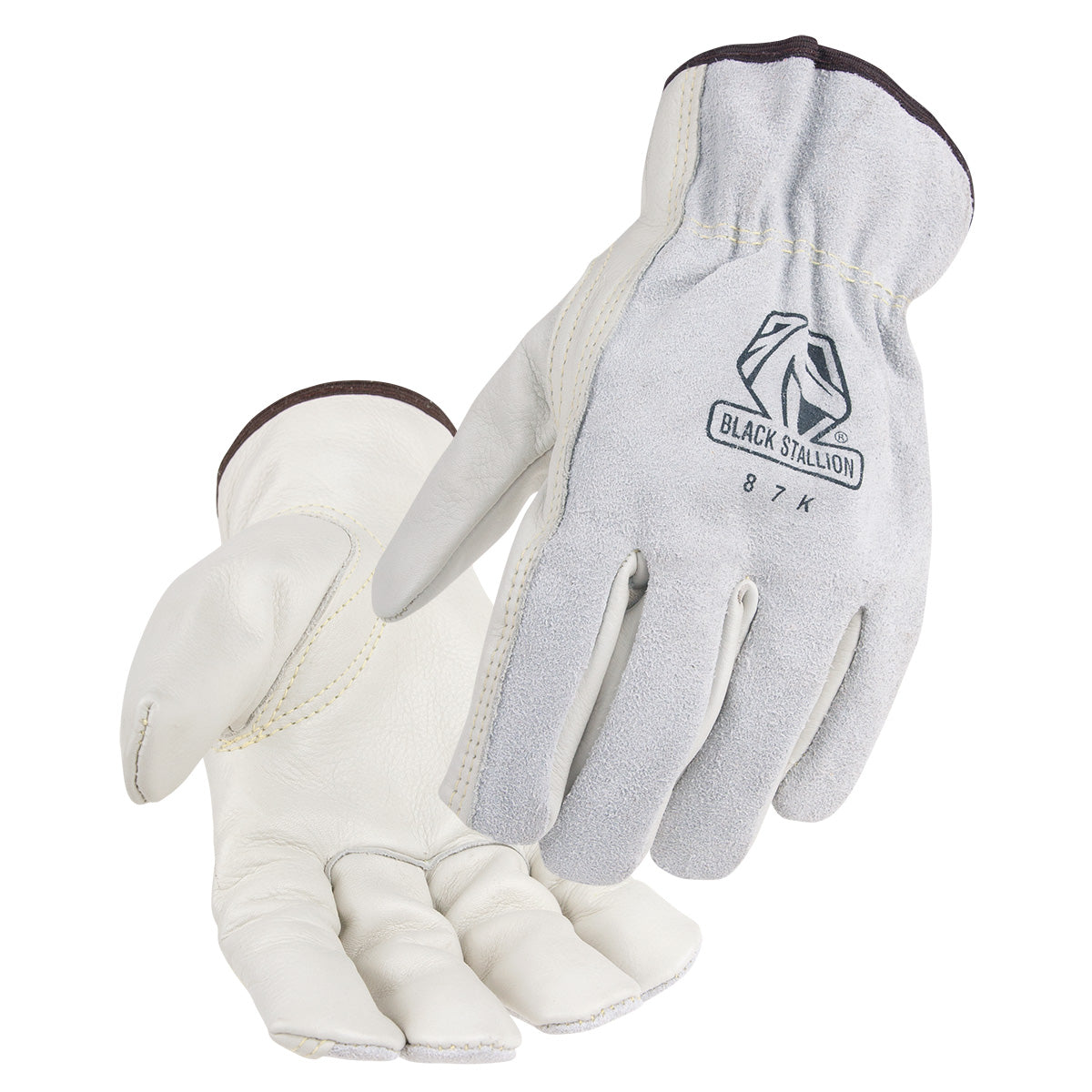 Black Stallion Grain Cowhide Palm Drivers Glove with Split Cowhide Back, Kevlar® Stitched - 87K