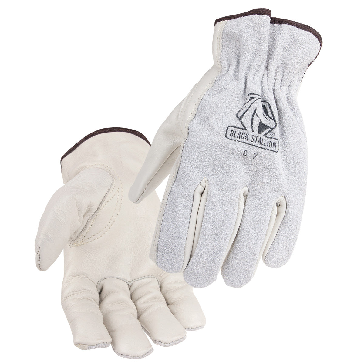 Black Stallion Grain Cowhide Palm Drivers Glove with Split Cowhide Back, Cotton Stitching - 87