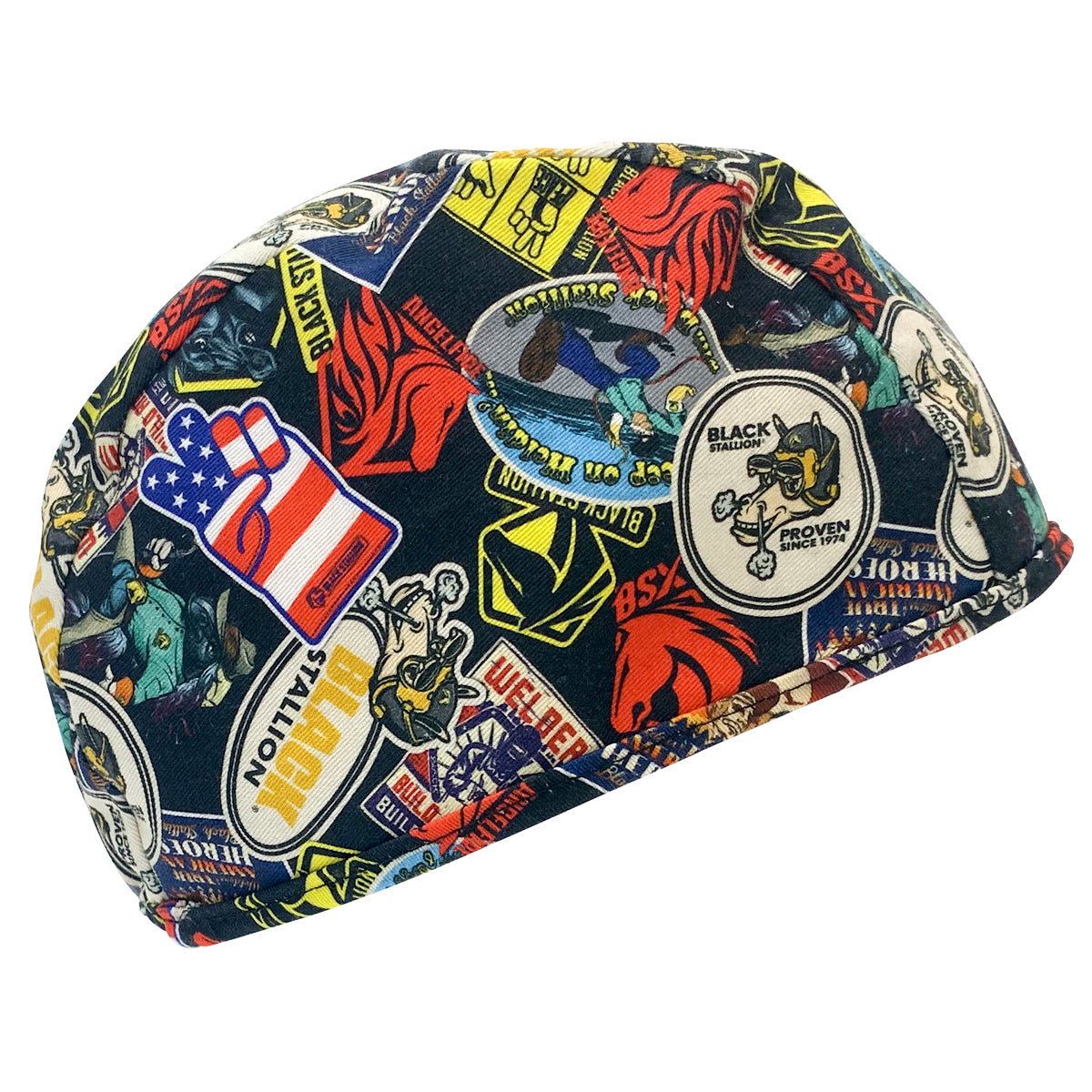 Black Stallion Exclusive “Sticker Collage” Cotton Welding Beanie - BC5B-SC