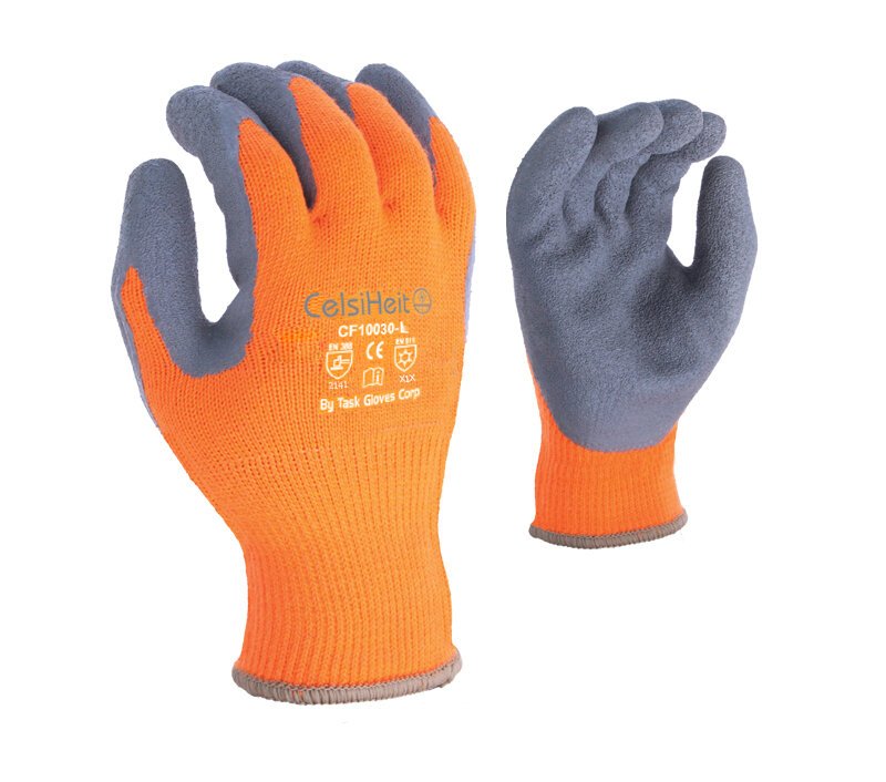 Task Gloves-Cold Task - Thermal Coated Hi-Vis Orange work gloves