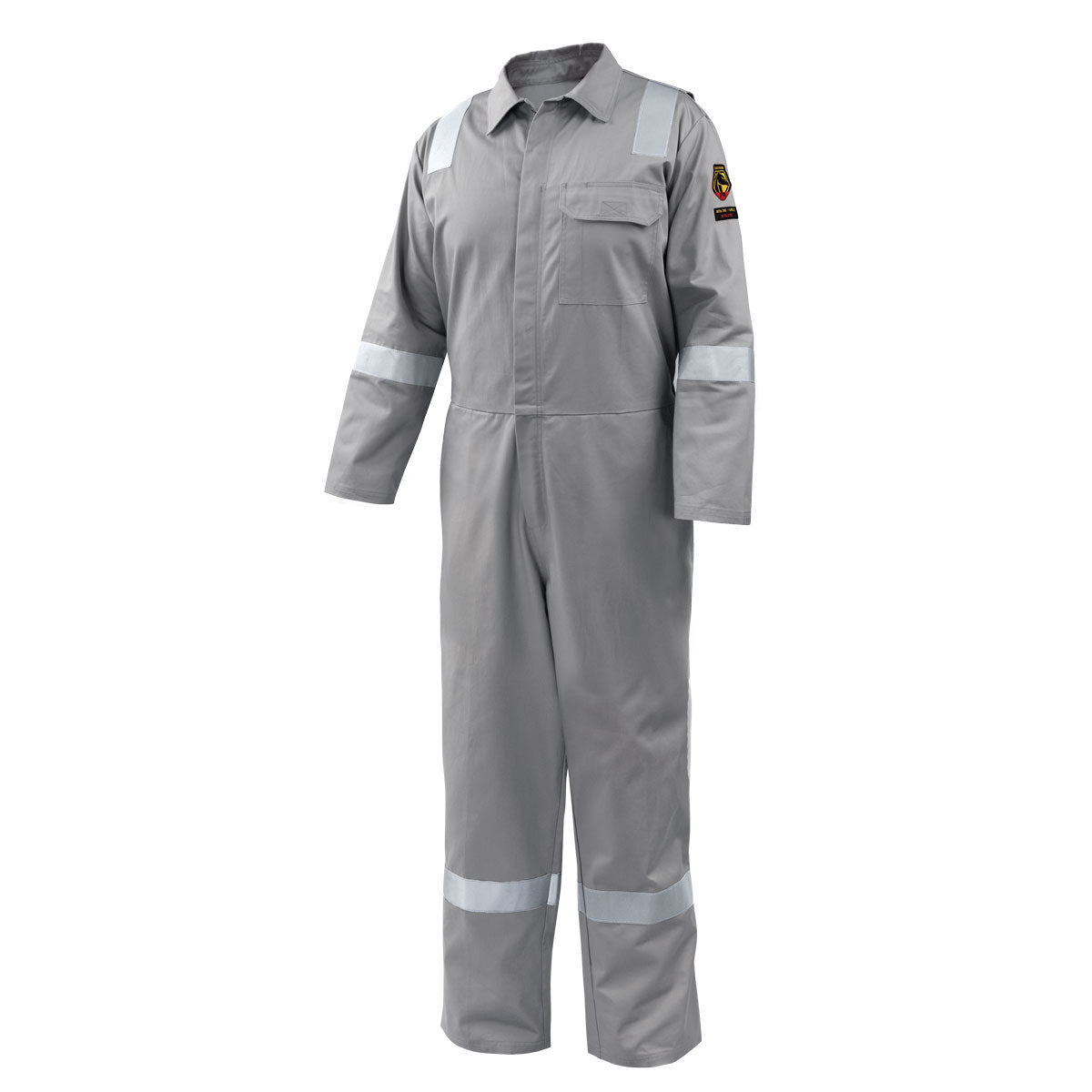 Black Stallion 7 oz. Flame-Resistant Cotton Reflective Tape Coveralls (Gray) - CF2118-GY