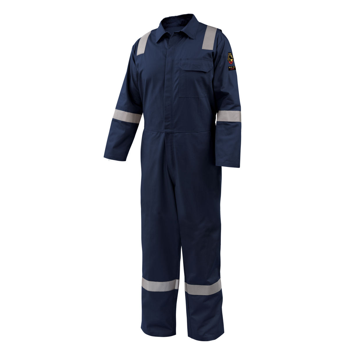 Black Stallion 7 oz. Flame-Resistant Cotton Reflective Tape Coveralls (Navy) - CF2118-NV
