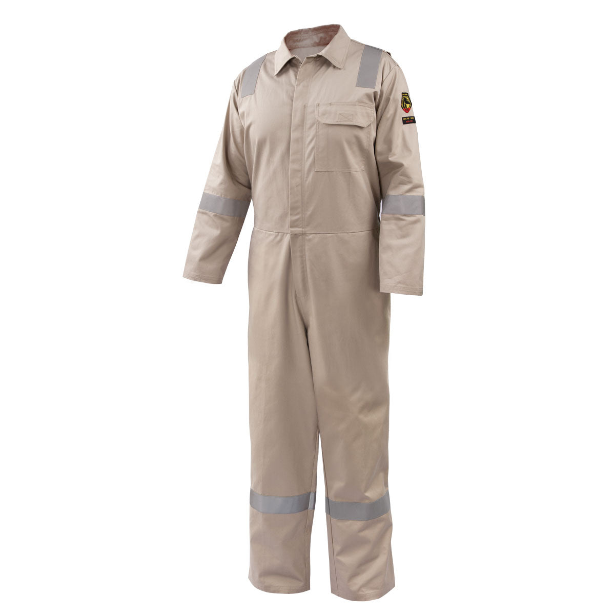 Black Stallion 7 oz. Flame-Resistant Cotton Reflective Tape Coveralls (Stone) - CF2118-ST