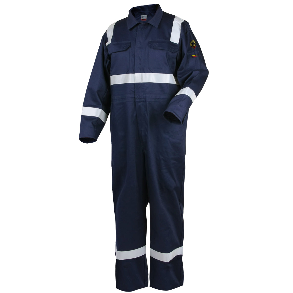 Black Stallion Deluxe 9oz. FR Cotton Coverall, Navy Blue with 2" Reflective Tape - CF2216-NV