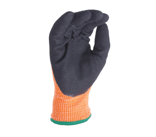 Double Dipped Black Sandy-Foam Nitrile coated Palm, Fleece Lined, Waterproof Barrier, ANSI A4 - Dozen