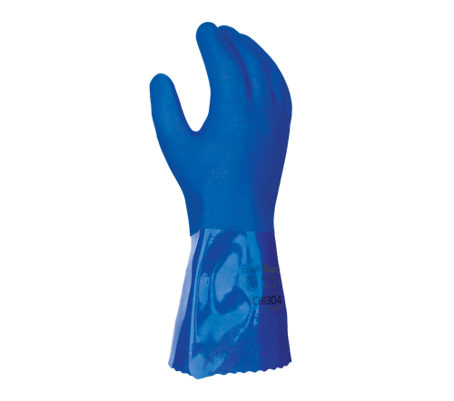 Task Gloves (OTBG1005) Chem 101® Blue Guardian - Liquid resistance, chemical resistance triple dipped PVC unsupported gloves with excellent grip - Dozen