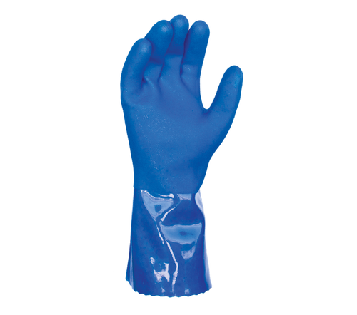 Task Gloves (OTBG1005) Chem 101® Blue Guardian - Liquid resistance, chemical resistance triple dipped PVC unsupported gloves with excellent grip - Dozen