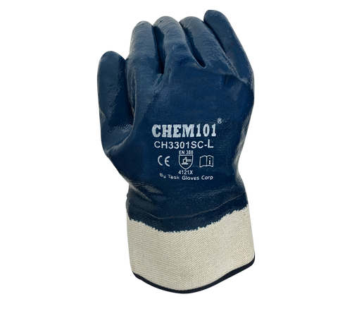 Task Gloves (TSK2014) Blue nitrile fully coated glove with safety cuff - Dozen