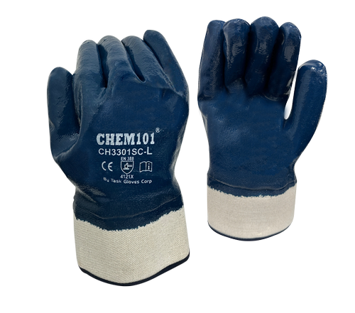 Task Gloves (TSK2014) Blue nitrile fully coated glove with safety cuff - Dozen