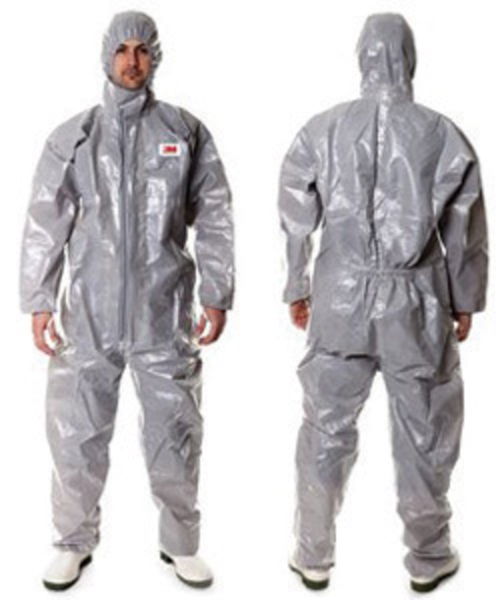 3M™ Gray Polypropylene/Polyethylene Chemical Protective Coveralls With Serged/Taped Seams And Front Zipper Closure