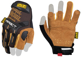 Mechanix Wear® Size 8 Tan And Brown Durahide™ M-Pact® Leather Half Finger Anti-Vibration Gloves With Hook and Loop Cuff
