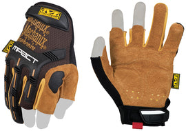 Mechanix Wear Size 11 Tan And Brown Durahide™ M-Pact® Leather Half Finger Anti-Vibration Gloves With Hook and Loop Cuff