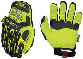 Mechanix Wear® Size 10 Hi-Viz Yellow M-Pact® Leather And TrekDry® Full Finger Anti-Vibration Gloves With Hook and Loop Cuff