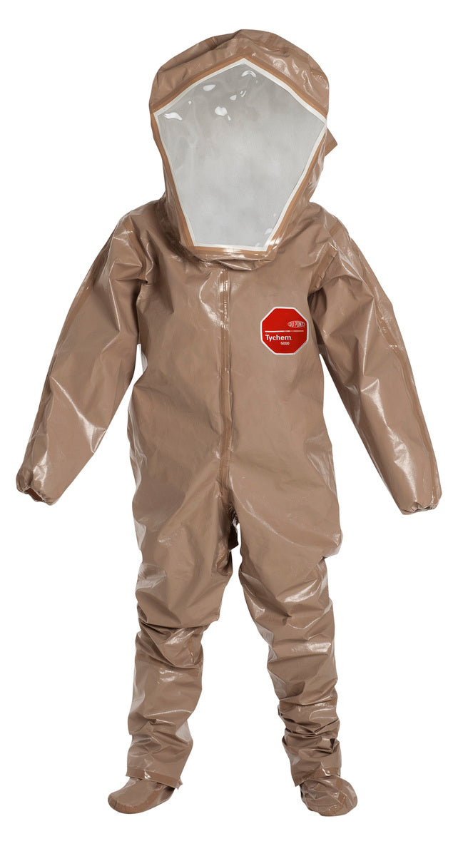 DuPont Tan Tychem® 5000, 18 mil Encapsulated Level B Chemical Protective Suit With Flat Back And Rear Entry