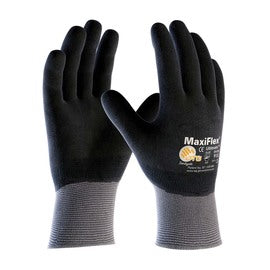 Protective Industrial Products X-Small MaxiFlex® Ultimate by ATG® 15 Gauge Black Nitrile Full Hand Coated Work Gloves With Gray Nylon And Elastane Liner And Continuous Knit Wrist