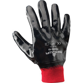 SHOWA™ Heavy Duty Nitrile Full Hand Coated Work Gloves With Cotton Liner And Knit Wrist Cuff