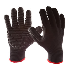 IMPACTO® Black BLACKMAXX Cotton/Chloroprene Full Finger Anti-Vibration Gloves With Slip-On Cuff