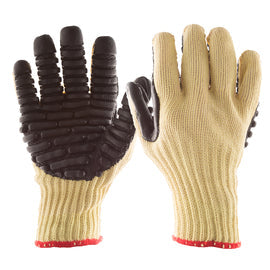 IMPACTO® Black And Yellow BLACKMAXX KEVLAR®/Cotton/Chloroprene Full Finger Anti-Vibration Gloves With Slip-On Cuff