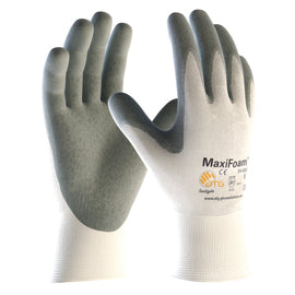 Protective Industrial Products X-Small MaxiFoam® By ATG® 15 Gauge Gray Nitrile Palm And Finger Coated Work Gloves With White Nylon Liner And Continuous Knit Wrist