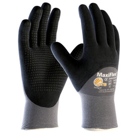 Protective Industrial Products MaxiFlex® Endurance by ATG® 15 Gauge Black And Microdot Nitrile Palm, Finger And Knuckles Coated Work Gloves With Gray Nylon And Lycra® Liner And Continuous Knit Wrist