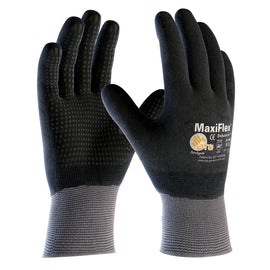 Protective Industrial Products MaxiFlex® Endurance by ATG® 15 Gauge Black And Microdot Nitrile Full Hand Coated Work Gloves With Gray Nylon And Lycra® Liner And Continuous Knit Wrist