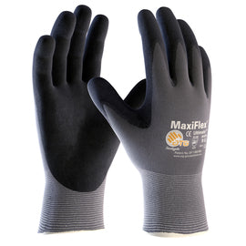 Protective Industrial Products X-Small MaxiFlex® Ultimate by ATG® 15 Gauge Black Nitrile Palm And Finger Coated Work Gloves With Gray Nylon And Elastane Liner And Continuous Knit Wrist