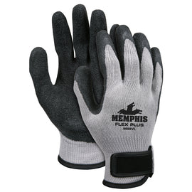 Memphis Glove Medium FlexTuff® 10 Gauge Latex Palm And Fingertips Dipped Coated Work Gloves With Cotton/Polyester Liner And Hook And Loop Cuff