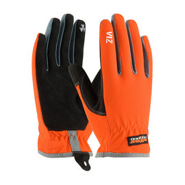 Protective Industrial Products Hi-Vis Orange Boss® Synthetic Leather, Spandex And PVC Full Finger Mechanics Gloves With Slip On Cuff