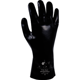 SHOWA® Size 10 Black Cotton Jersey Lined PVC Chemical Resistant Gloves, Dozen