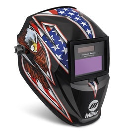 Miller Liberty Blue/Red/Black Welding Helmet With 5.2 sq in Variable Shades 3, 45516 Auto Darkening Lens