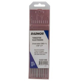 RADNOR™ 3/32" X 3" Zirconiated Tungsten Electrode Ground (10 Per Package)