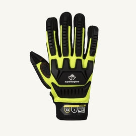 Superior Glove® 2X Black and Hi-Vis Yellow Clutch Gear® Cotton and Nylon Full Finger Mechanics Gloves With Velcro Cuff