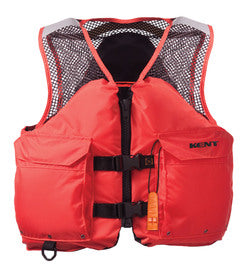 KENT Orange Nylon/Mesh Commercial PFD Deluxe Vest With Zipper and Buckle Closure
