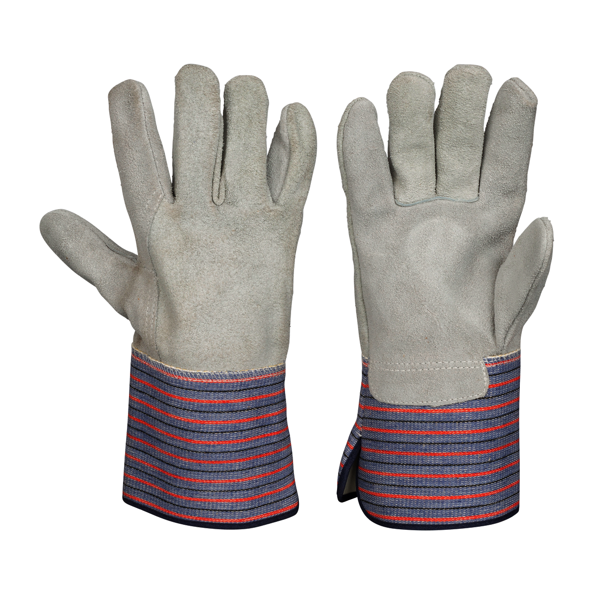 Tillman™ Large Blue, Red And Gray Select Shoulder Split Cowhide With Leather Back And Rubberized Safety Cuff