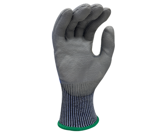 (BT2016PU) 13G Blue HDPE W/Stainless Blended Knit Liner(ANSI CUT A6), Grey Polyurethane Palm Coated Gloves - Dozen