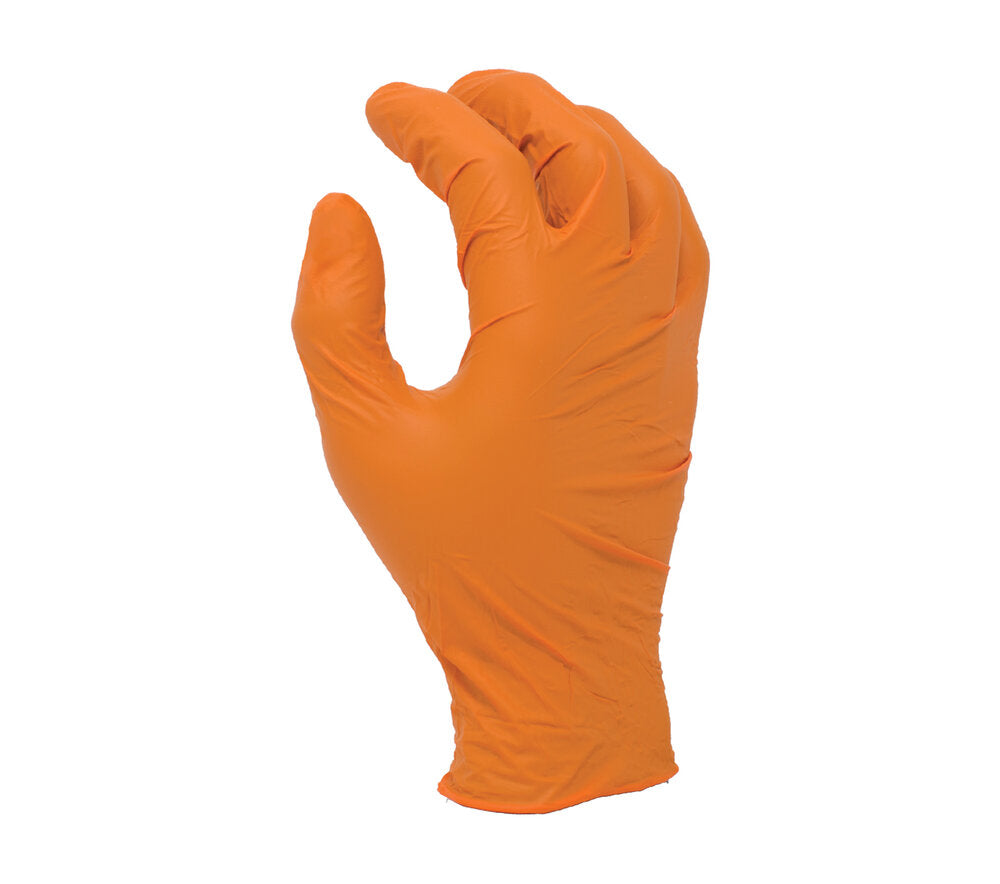 3.5 mil Orange Nitrile Disposable Gloves, 9 1/2" length, Powder-free, textured finish, industrial grade