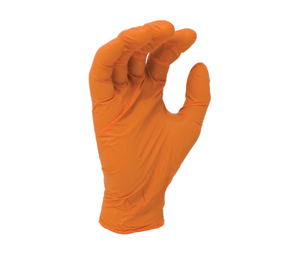 3.5 mil Orange Nitrile Disposable Gloves, 9 1/2" length, Powder-free, textured finish, industrial grade