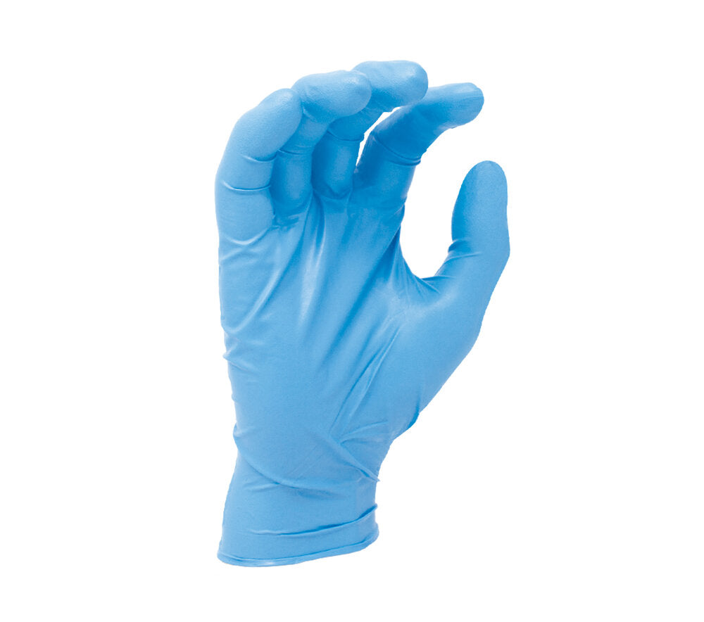8 mil Blue Nitrile Disposable, 9 1/2" length, Powder-Free, textured finish, 50 gloves per dispenser