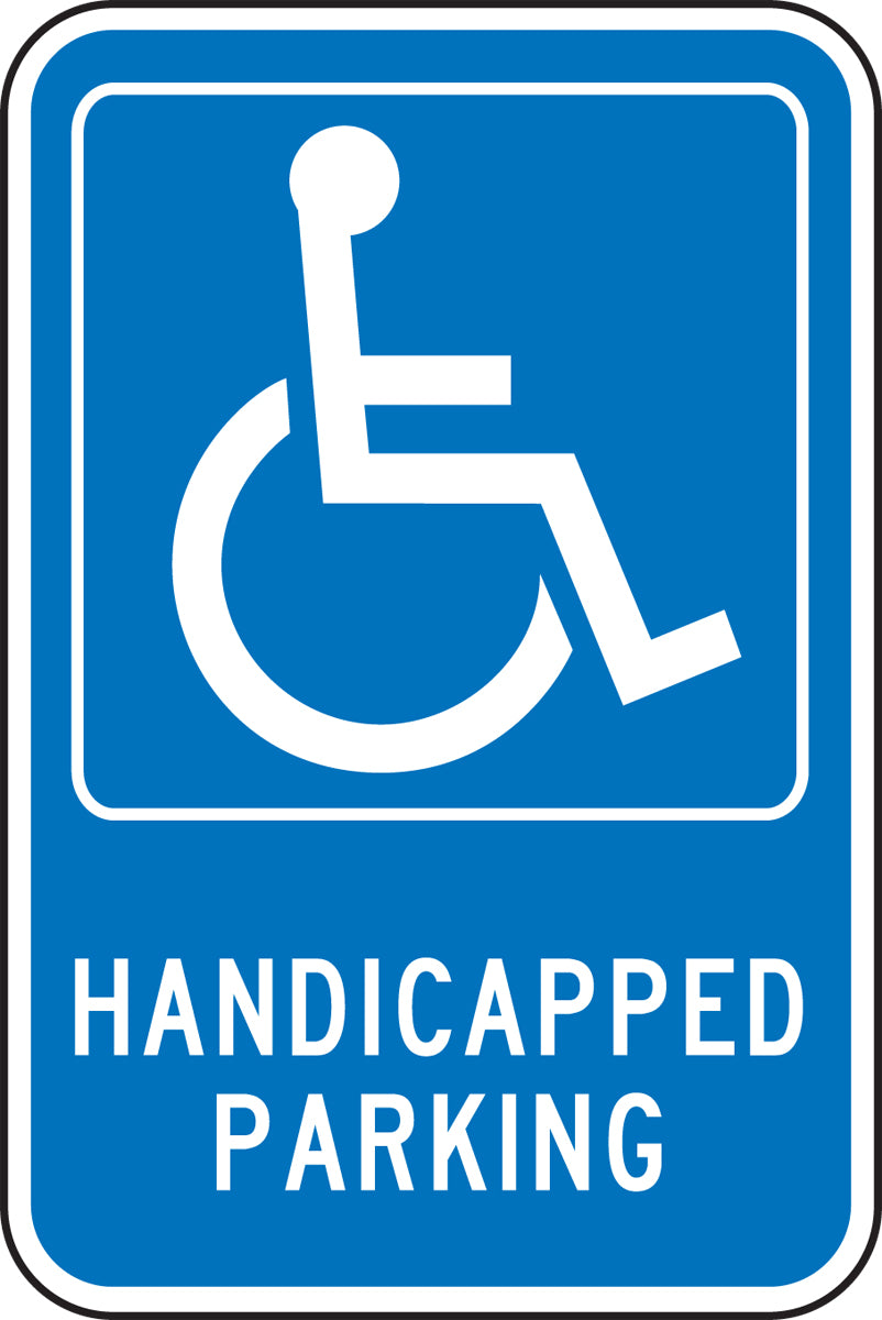 18" X 12" White And Blue Engineer Grade Reflective Aluminum Traffic Signs "HANDICAPPED PARKING"