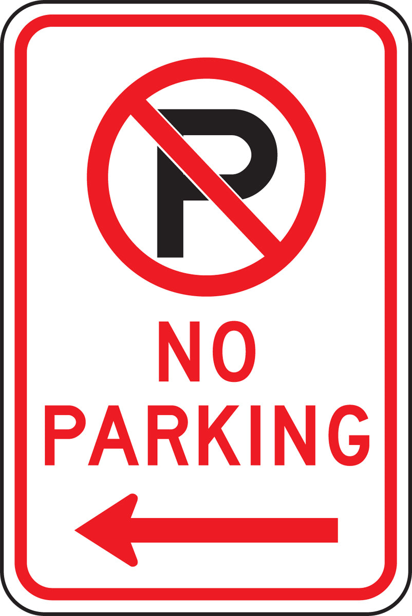 18" X 12" Red, Black And White Engineer Grade Reflective Aluminum Traffic Signs "NO PARKING"
