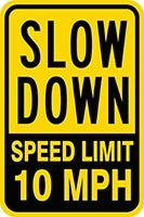 18" X 12" Black And Yellow Engineer Grade Reflective Aluminum Traffic Signs "SLOW DOWN SPEED LIMIT 10 MPH"