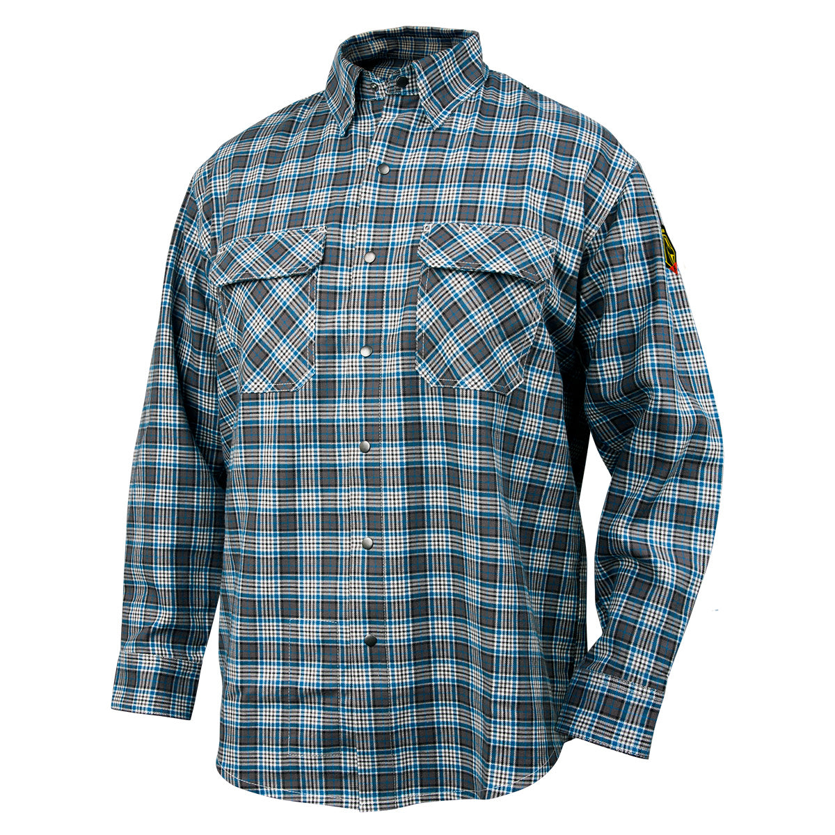Black Stallion Flame-Resistant Cotton Work Shirt, Gray Plaid - FS9-PGY