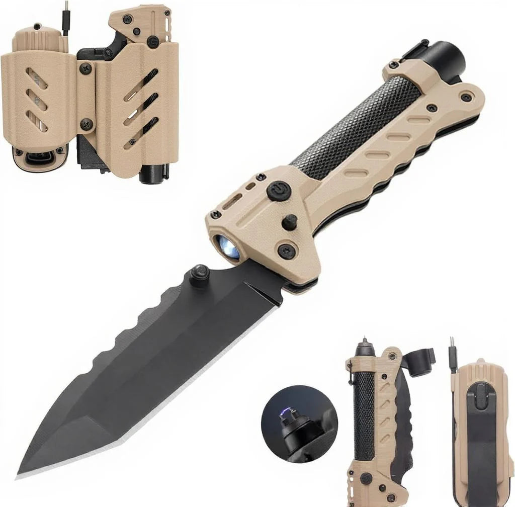 Kaito Voyager Survivor 3” Multifunctional Survival Tool with Crank Dynamo Arc Ignition Fire Starter Waterproof Handle Multi-Tool Design for Camping Emergency Self-Defense