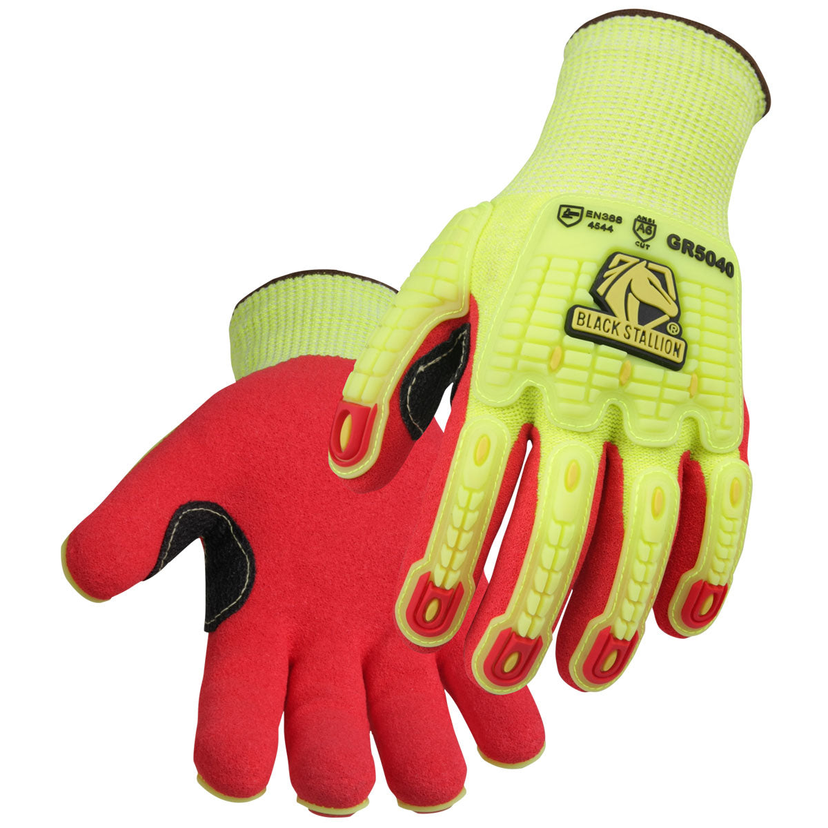Black Stallion A6 Cut Resistant And Impact Sandy Nitrile Coated Hi-Vis Hppe Blend Glove - GR5040-HR