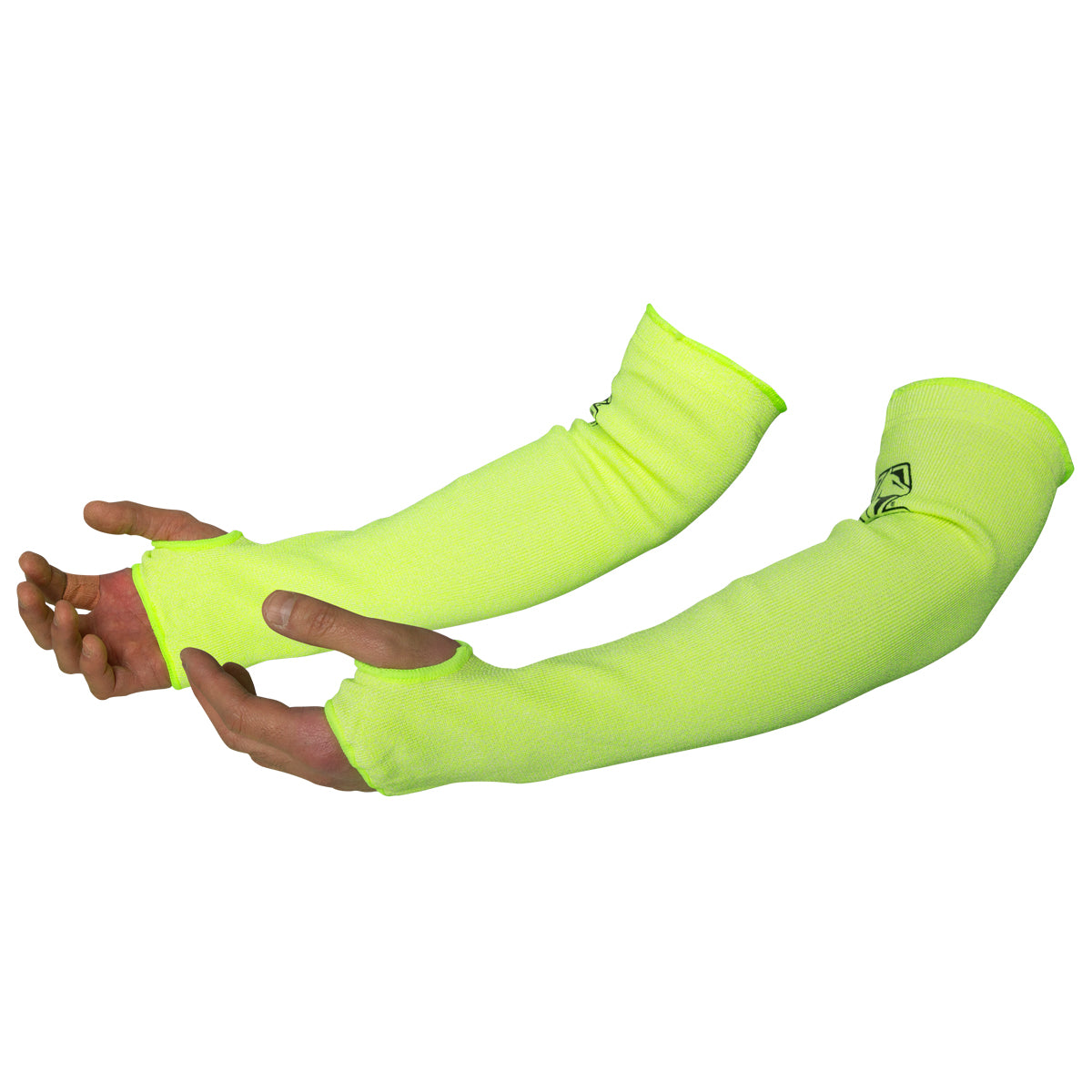 Black Stallion A4 Cut-Resistant 18" HPPE Knit Sleeves with Thumb Slot, Hi-Vis Yellow - HS-18T-HY