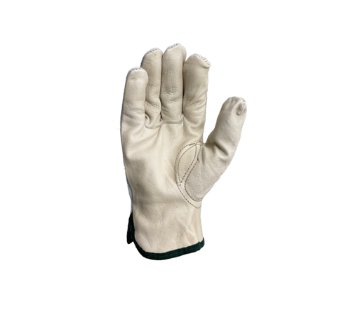 Task Gloves Economy Grain Cowhide Palm Driver W/ Gray Split Leather Back,Shirred Elastic Back and Keystone Thumb - Dozen